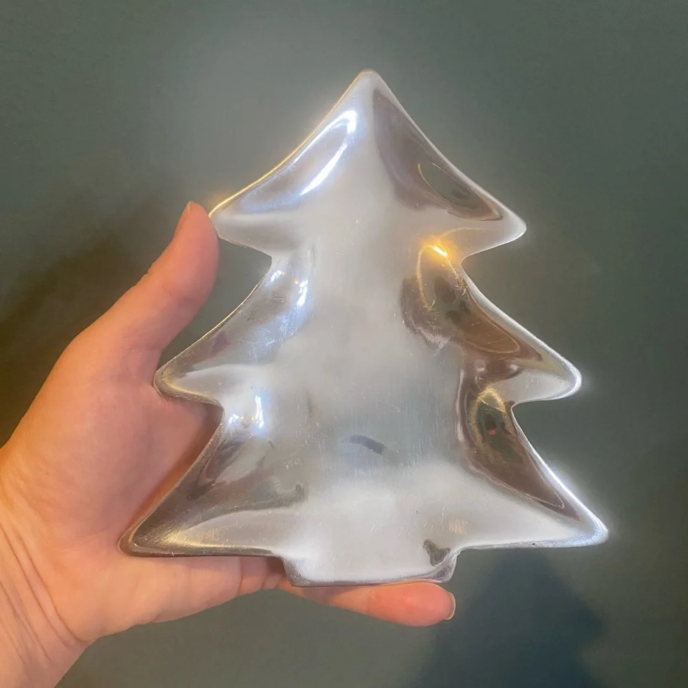 Pottery Barn Silver Christmas tree dish